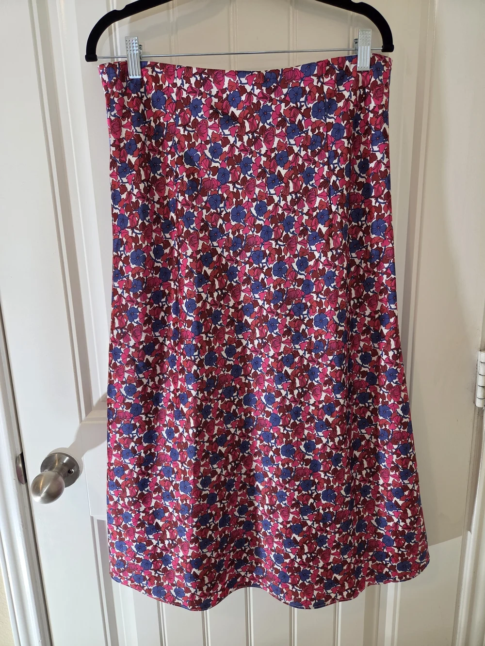J.Crew Gwyneth Slip Skirt Berry Floral Midi A-Line Size M